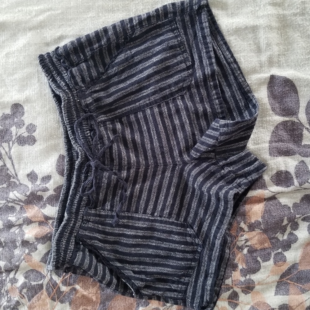 Navy Fabric Shorts